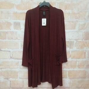 Elegant Maroon Open Front Cardigan